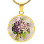 ShineOn Fulfillment Jewelry Personalized Violet Flower Art, Custom Pendant with Luxury Necklace - Personalized Engraving Available, Gift Box Included, Free Shipping