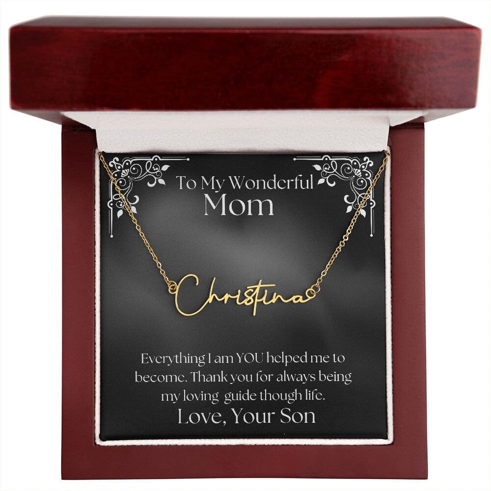 ShineOn Fulfillment Jewelry Personalized Name Necklace, Gift For Mom, Custom Signature Style Necklace, Gift from Son, Gift for Her, Included Gift Box, Free Shipping