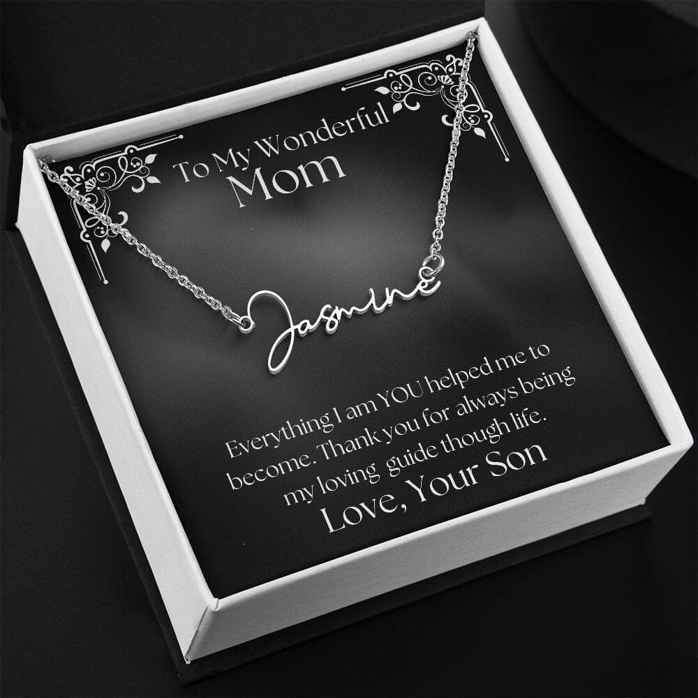 ShineOn Fulfillment Jewelry Personalized Name Necklace, Gift For Mom, Custom Signature Style Necklace, Gift from Son, Gift for Her, Included Gift Box, Free Shipping