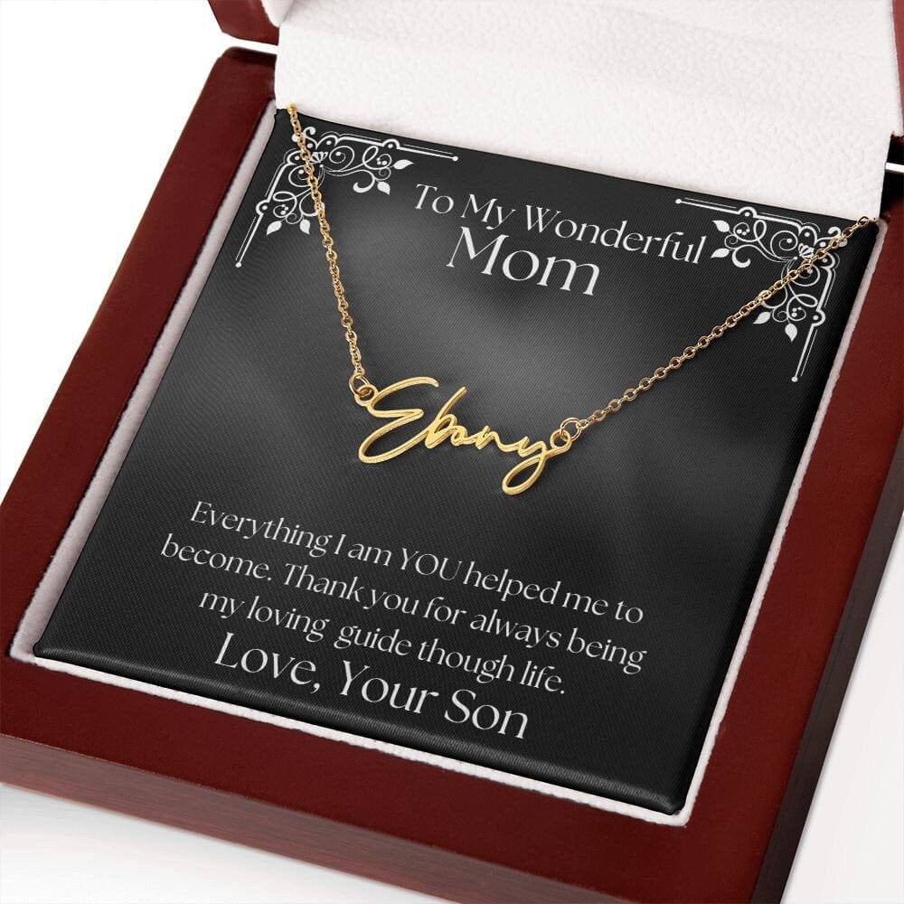 ShineOn Fulfillment Jewelry Personalized Name Necklace, Gift For Mom, Custom Signature Style Necklace, Gift from Son, Gift for Her, Included Gift Box, Free Shipping