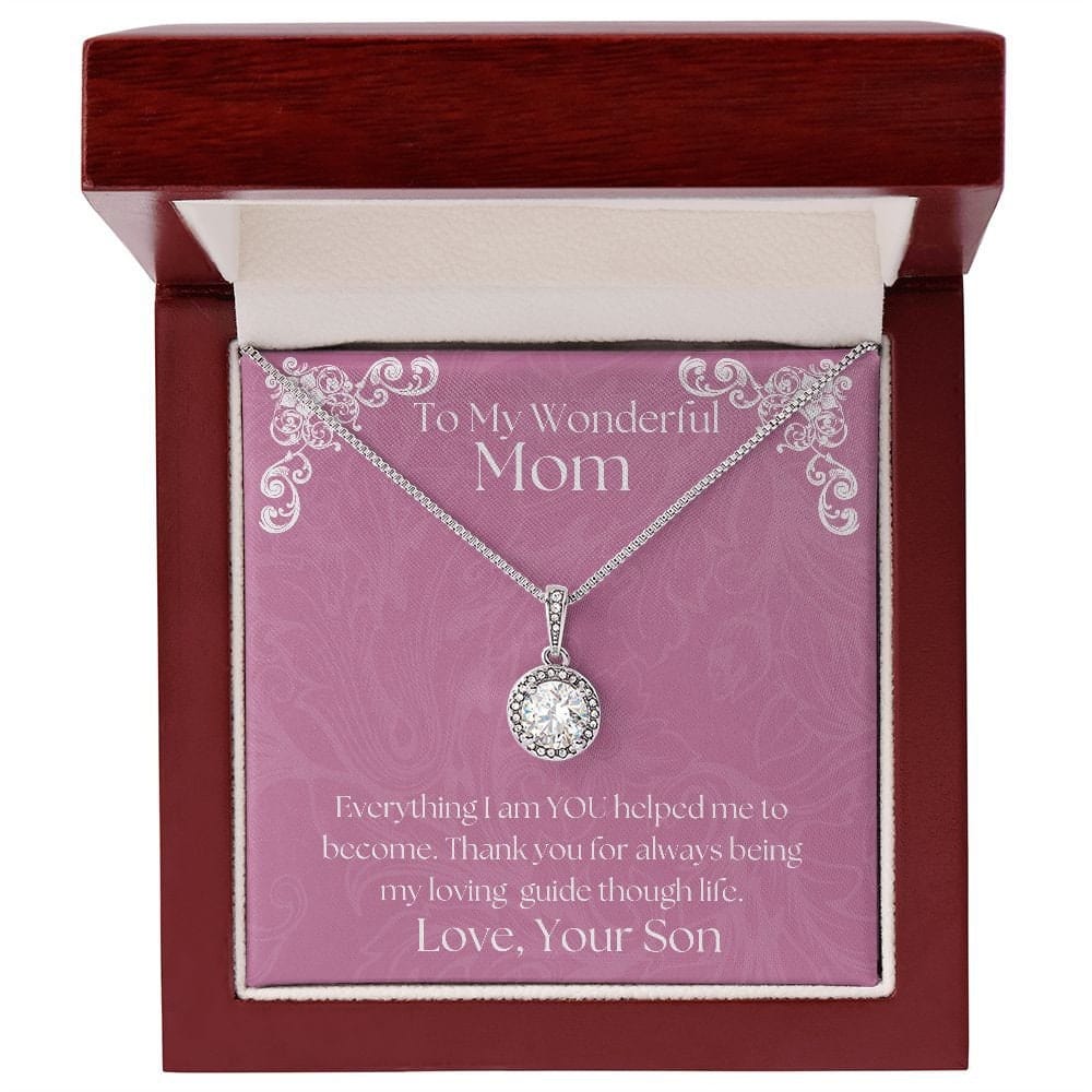 ShineOn Fulfillment Jewelry Mom Necklace, To My Mom Gift, Mother's Day Gift, Gift From Son, White Gold Necklace, Gift for Her, Free Gift Box, Free Shipping