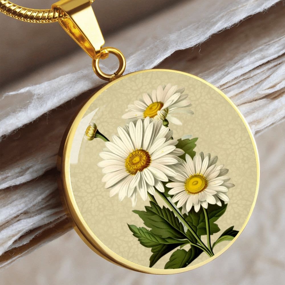 ShineOn Fulfillment Jewelry Personalized Daisy Flower Art, Custom Pendant with Luxury Necklace - Personalized Engraving Available, Gift Box Included, Free Shipping
