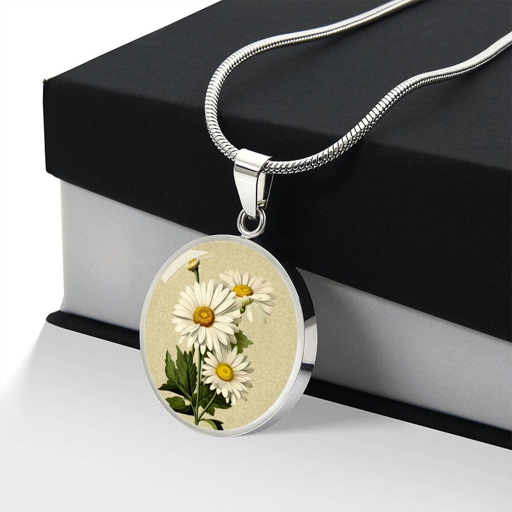 ShineOn Fulfillment Jewelry Personalized Daisy Flower Art, Custom Pendant with Luxury Necklace - Personalized Engraving Available, Gift Box Included, Free Shipping