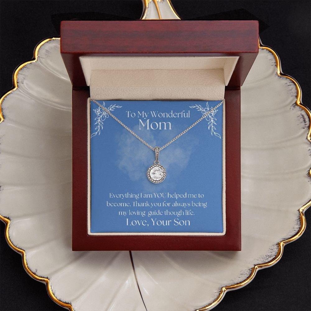 ShineOn Fulfillment Jewelry Mom Necklace, To My Mom Gift, Mother's Day Gift, Gift From Son, White Gold Necklace, Gift for Her, Free Gift Box, Free Shipping