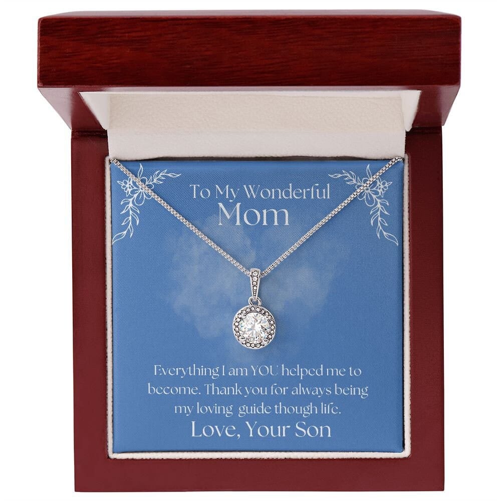 ShineOn Fulfillment Jewelry Mom Necklace, To My Mom Gift, Mother's Day Gift, Gift From Son, White Gold Necklace, Gift for Her, Free Gift Box, Free Shipping