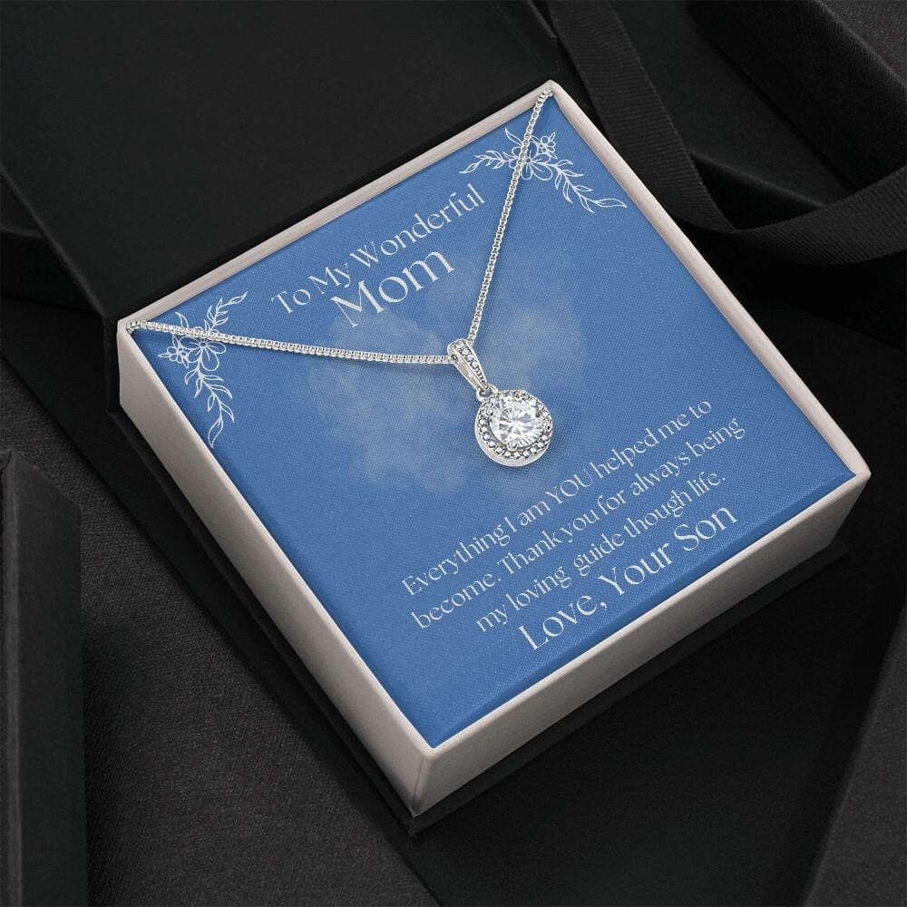 ShineOn Fulfillment Jewelry Mom Necklace, To My Mom Gift, Mother's Day Gift, Gift From Son, White Gold Necklace, Gift for Her, Free Gift Box, Free Shipping