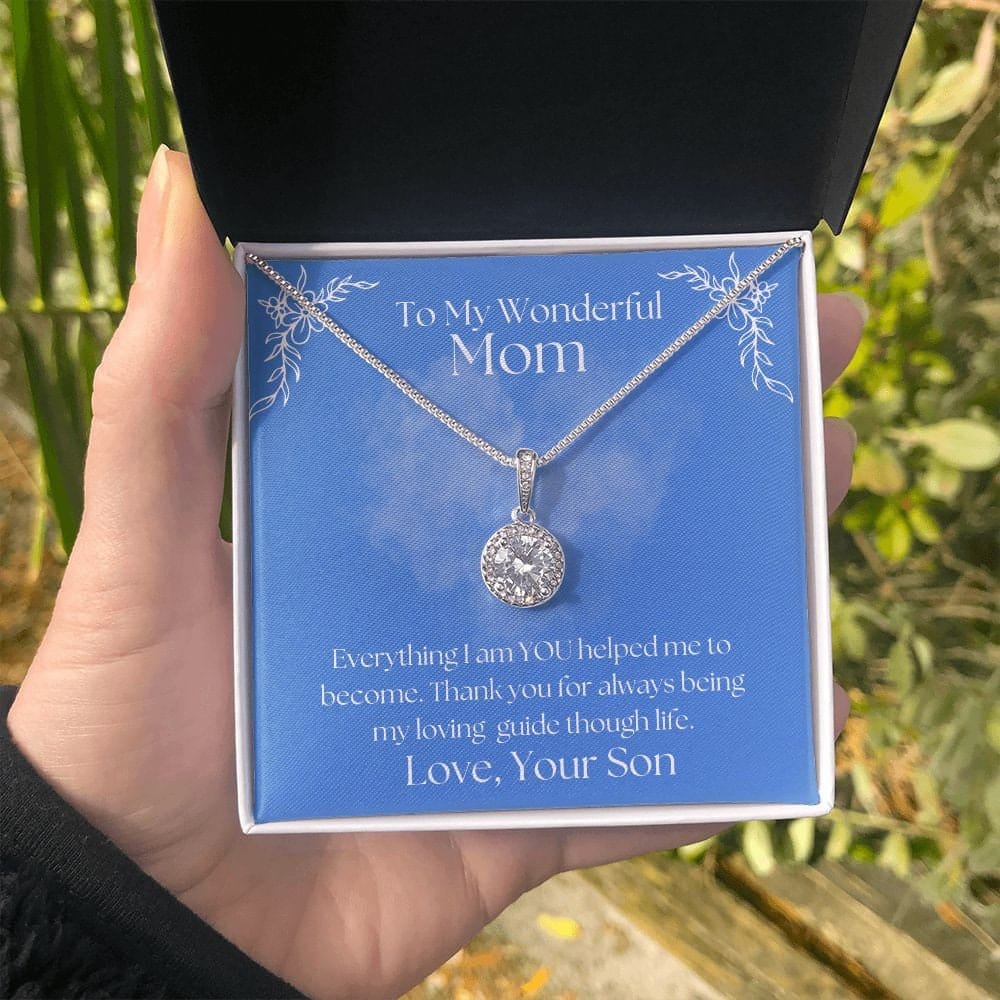 ShineOn Fulfillment Jewelry Mom Necklace, To My Mom Gift, Mother's Day Gift, Gift From Son, White Gold Necklace, Gift for Her, Free Gift Box, Free Shipping