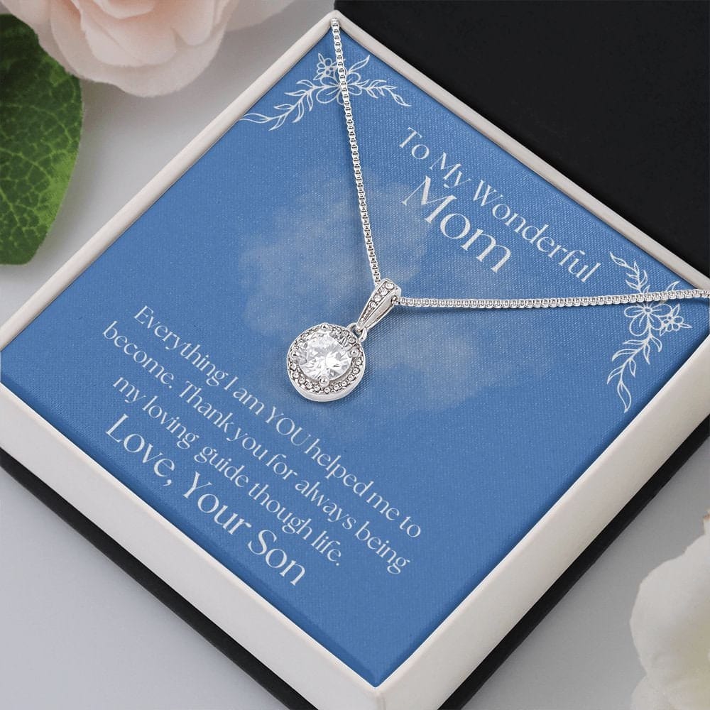 ShineOn Fulfillment Jewelry Mom Necklace, To My Mom Gift, Mother's Day Gift, Gift From Son, White Gold Necklace, Gift for Her, Free Gift Box, Free Shipping