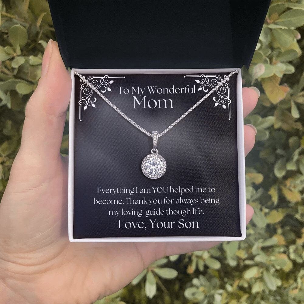 ShineOn Fulfillment Jewelry Mom Necklace, To My Mom Gift, Mother's Day Gift, Gift From Son, White Gold Necklace, Gift for Her, Free Gift Box, Free Shipping