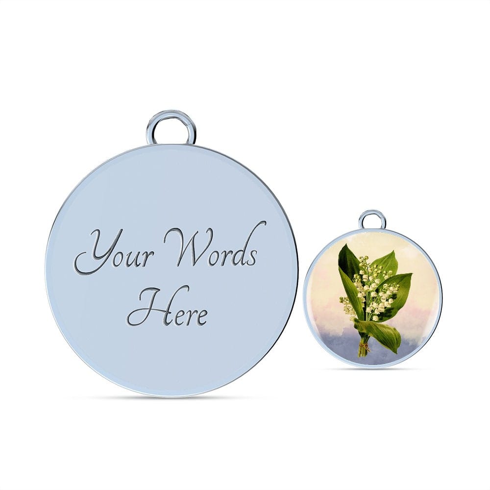 ShineOn Fulfillment Jewelry Personalized Lily of the Valley Art, Custom Pendant and Luxury Bangle - Personalized Engraving Available, Gift Box Included, Free Shipping