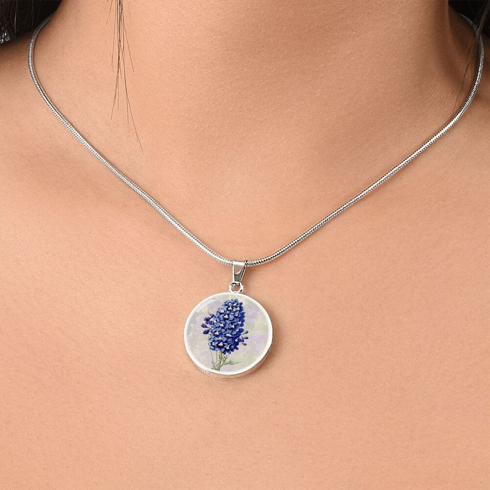 ShineOn Fulfillment Jewelry Personalized Larkspur Vintage Art, Custom Pendant and Luxury Necklace - Personalized Engraving Available, Gift Box Included, Free Shipping