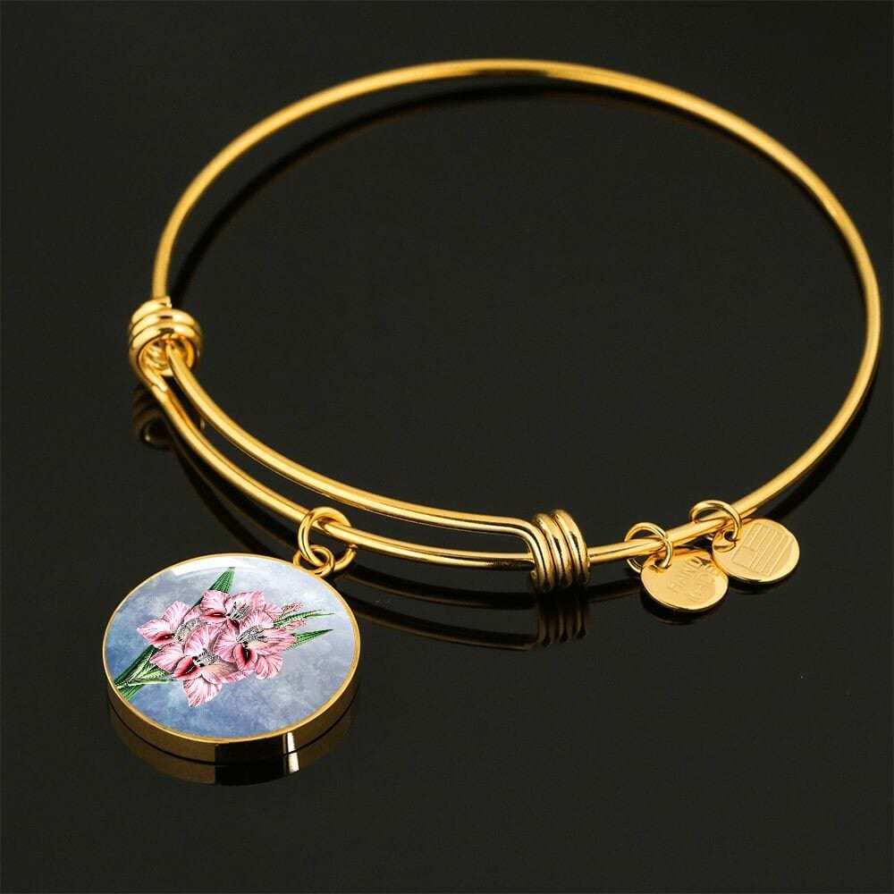 ShineOn Fulfillment Jewelry Personalized Gladiolus Vintage Art, Custom Pendant and Luxury Bangle - Personalized Engraving Available, Gift Box Included, Free Shipping