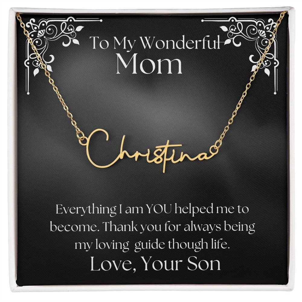 ShineOn Fulfillment Jewelry Personalized Name Necklace, Gift For Mom, Custom Signature Style Necklace, Gift from Son, Gift for Her, Included Gift Box, Free Shipping