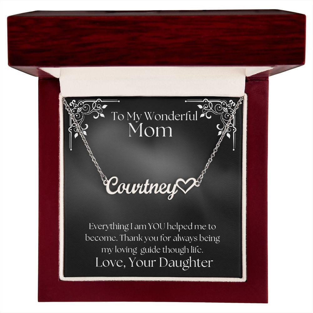 ShineOn Fulfillment Jewelry Personalized Name Necklace, Gift For Mom, Custom Name with Heart Necklace, From daughter, Gift for Her, Included Gift Box, Free Shipping
