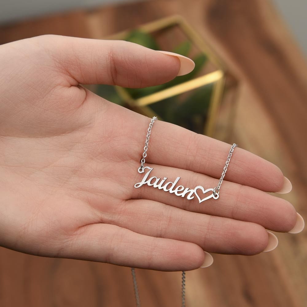 ShineOn Fulfillment Jewelry Personalized Name Necklace, Gift For Mom, Custom Name with Heart Necklace, From daughter, Gift for Her, Included Gift Box, Free Shipping