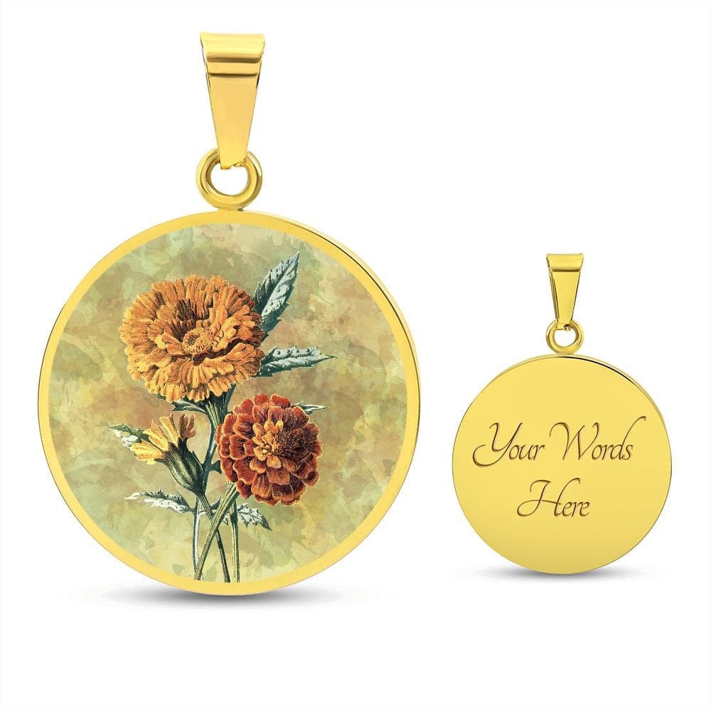 ShineOn Fulfillment Jewelry Personalized Marigold Vintage Art, Custom Pendant and Luxury Necklace - Personalized Engraving Available, Gift Box Included, Free Shipping