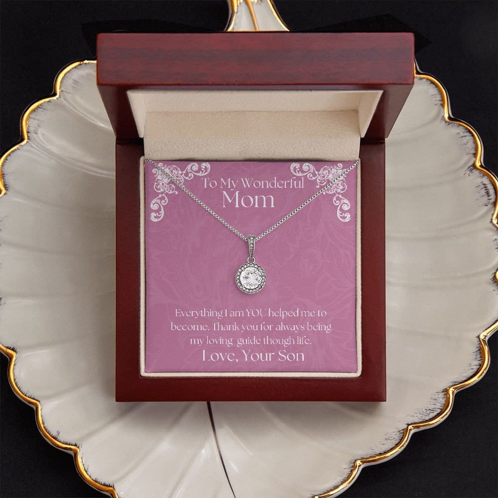ShineOn Fulfillment Jewelry Mom Necklace, To My Mom Gift, Mother's Day Gift, Gift From Son, White Gold Necklace, Gift for Her, Free Gift Box, Free Shipping
