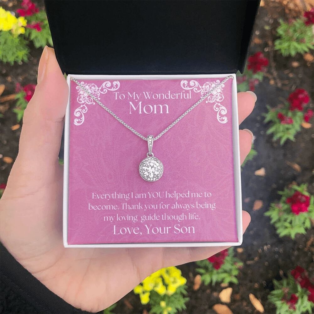 ShineOn Fulfillment Jewelry Mom Necklace, To My Mom Gift, Mother's Day Gift, Gift From Son, White Gold Necklace, Gift for Her, Free Gift Box, Free Shipping