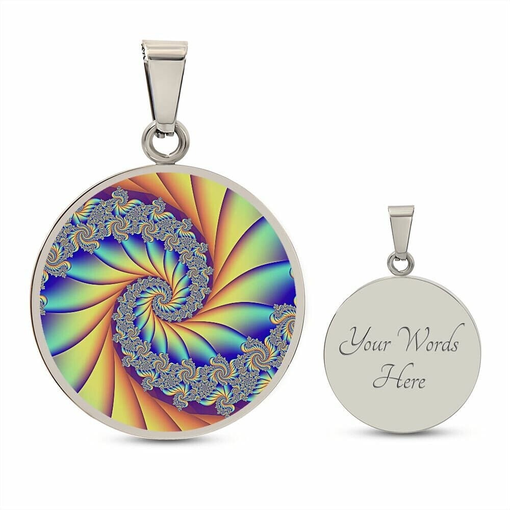 ShineOn Fulfillment Jewelry Personalized Infinite Spiral Fractal Original Art, Custom Pendant with Luxury Necklace - Personalized Engraving Available, Gift Box Included