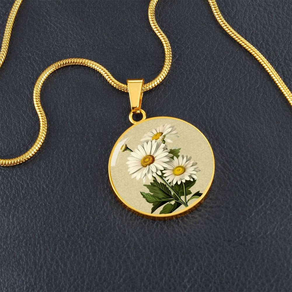 ShineOn Fulfillment Jewelry Personalized Daisy Flower Art, Custom Pendant with Luxury Necklace - Personalized Engraving Available, Gift Box Included, Free Shipping