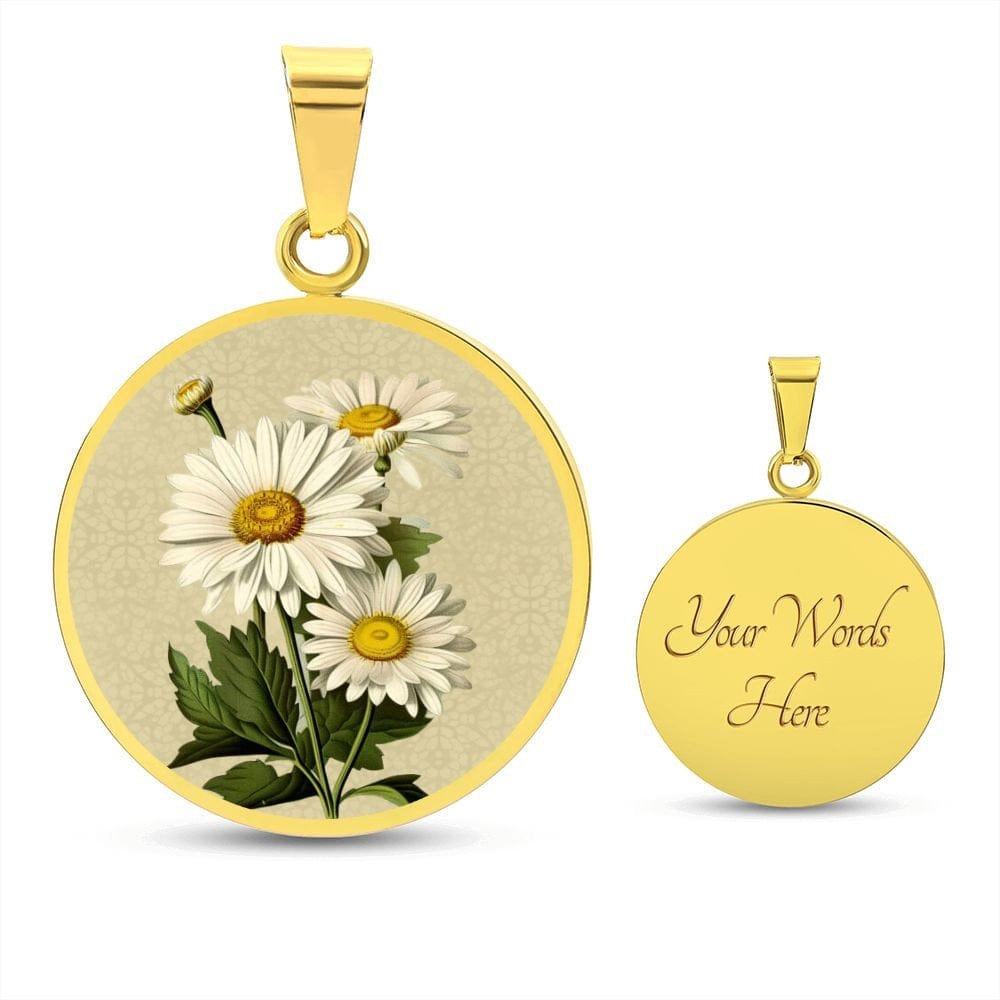 ShineOn Fulfillment Jewelry Personalized Daisy Flower Art, Custom Pendant with Luxury Necklace - Personalized Engraving Available, Gift Box Included, Free Shipping