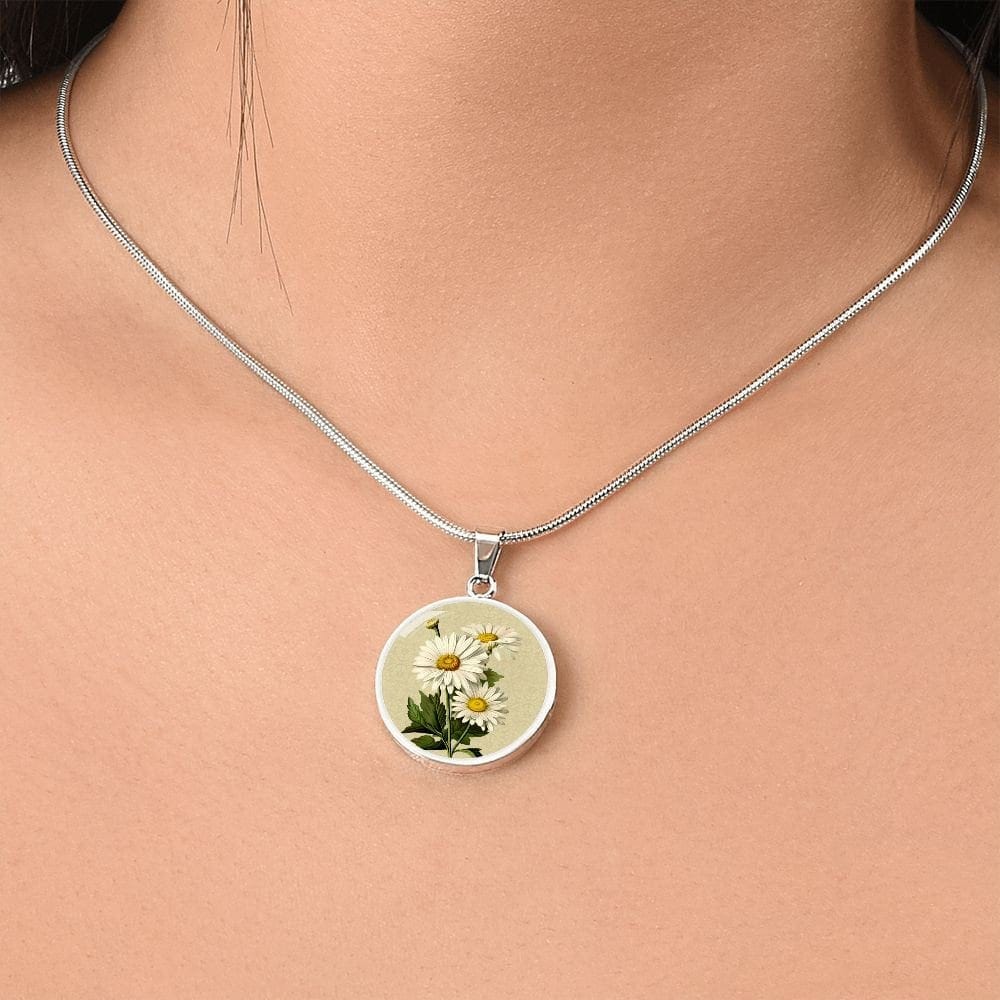 ShineOn Fulfillment Jewelry Personalized Daisy Flower Art, Custom Pendant with Luxury Necklace - Personalized Engraving Available, Gift Box Included, Free Shipping