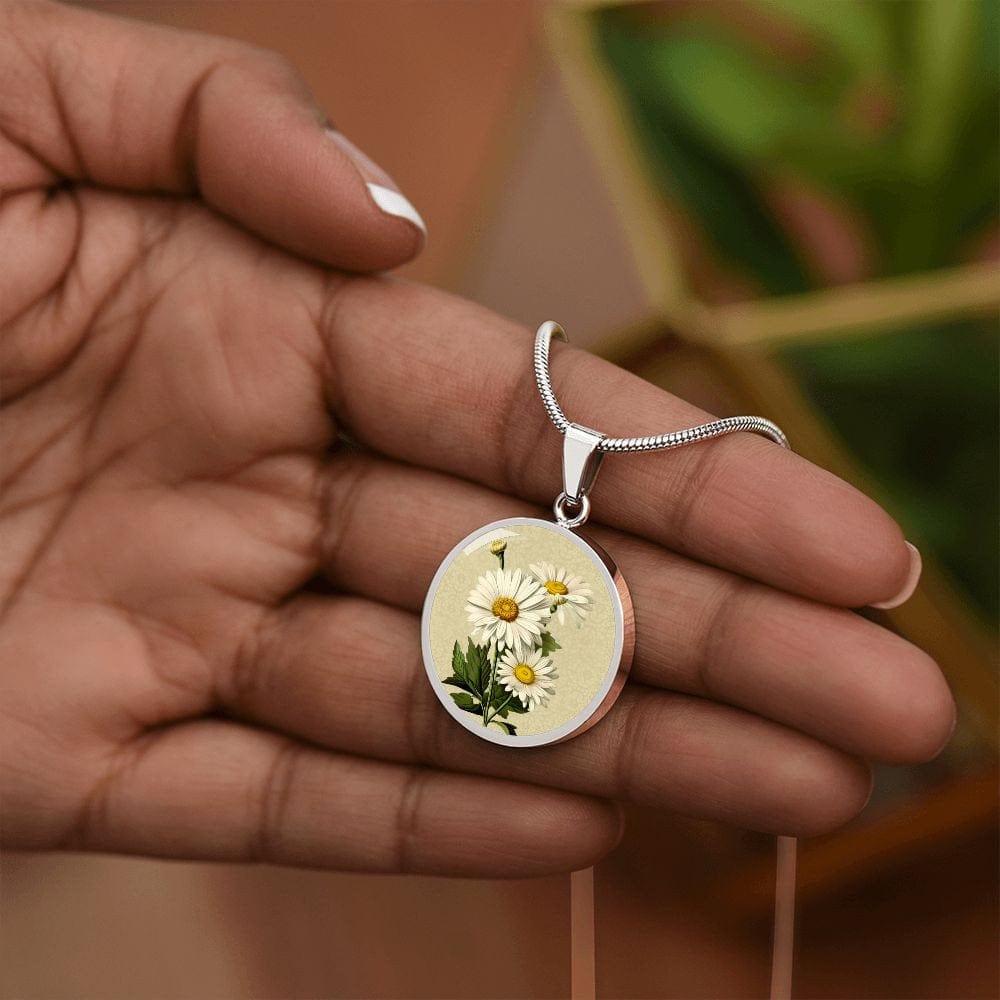 ShineOn Fulfillment Jewelry Personalized Daisy Flower Art, Custom Pendant with Luxury Necklace - Personalized Engraving Available, Gift Box Included, Free Shipping