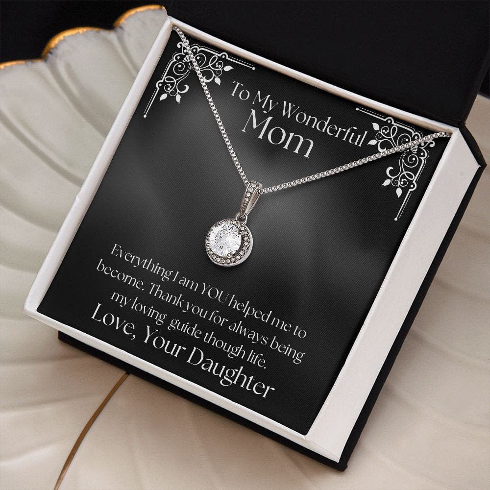 ShineOn Fulfillment Jewelry Mom Necklace, To My Mom Gift, Mother's Day Gift, Gift From Daughter, White Gold Necklace, Gift for Her, Free Gift Box, Free Shipping