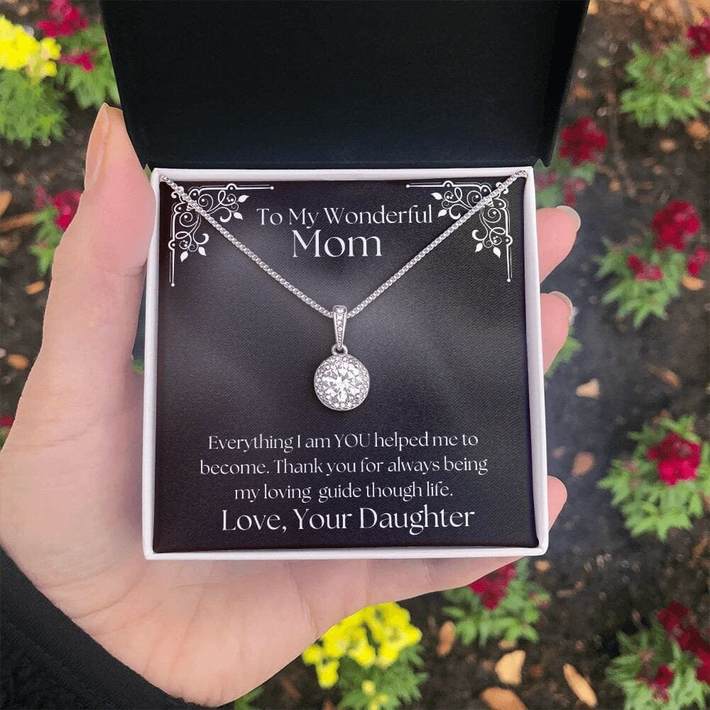 ShineOn Fulfillment Jewelry Mom Necklace, To My Mom Gift, Mother's Day Gift, Gift From Daughter, White Gold Necklace, Gift for Her, Free Gift Box, Free Shipping