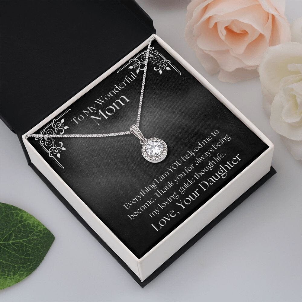 ShineOn Fulfillment Jewelry Mom Necklace, To My Mom Gift, Mother's Day Gift, Gift From Daughter, White Gold Necklace, Gift for Her, Free Gift Box, Free Shipping
