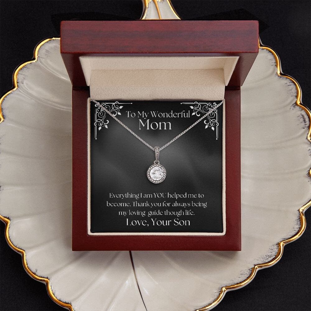 ShineOn Fulfillment Jewelry Mom Necklace, To My Mom Gift, Mother's Day Gift, Gift From Son, White Gold Necklace, Gift for Her, Free Gift Box, Free Shipping