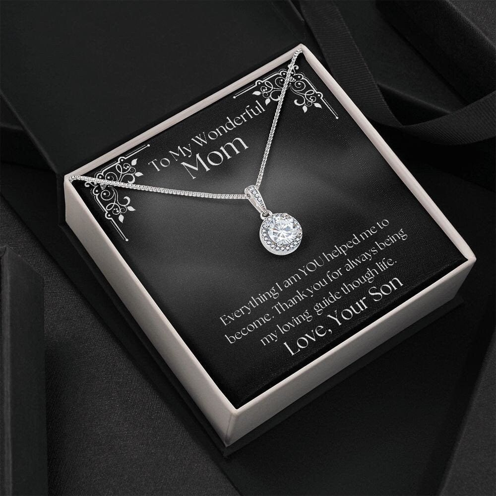 ShineOn Fulfillment Jewelry Mom Necklace, To My Mom Gift, Mother's Day Gift, Gift From Son, White Gold Necklace, Gift for Her, Free Gift Box, Free Shipping