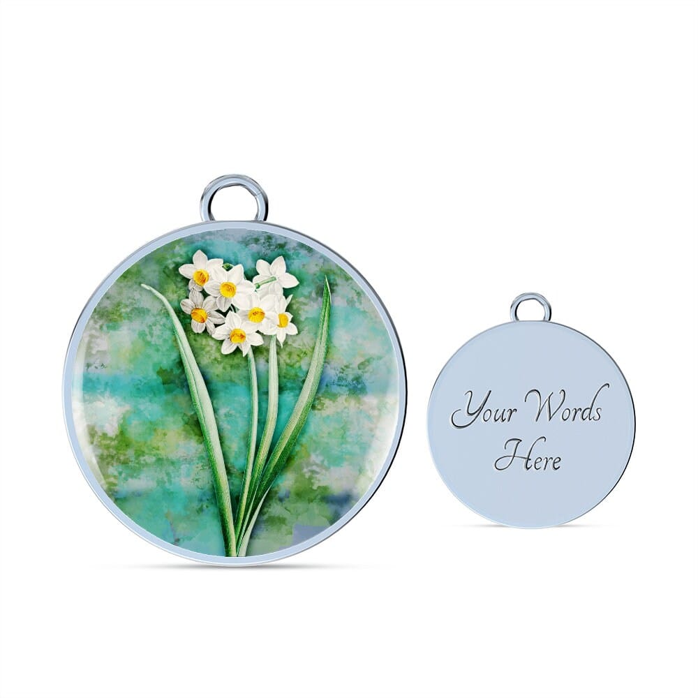 ShineOn Fulfillment Jewelry Personalized Narcissus Vintage Art, Custom Pendant & Luxury Bangle - Personalized Engraving Available, Gift Box Included, Free Shipping