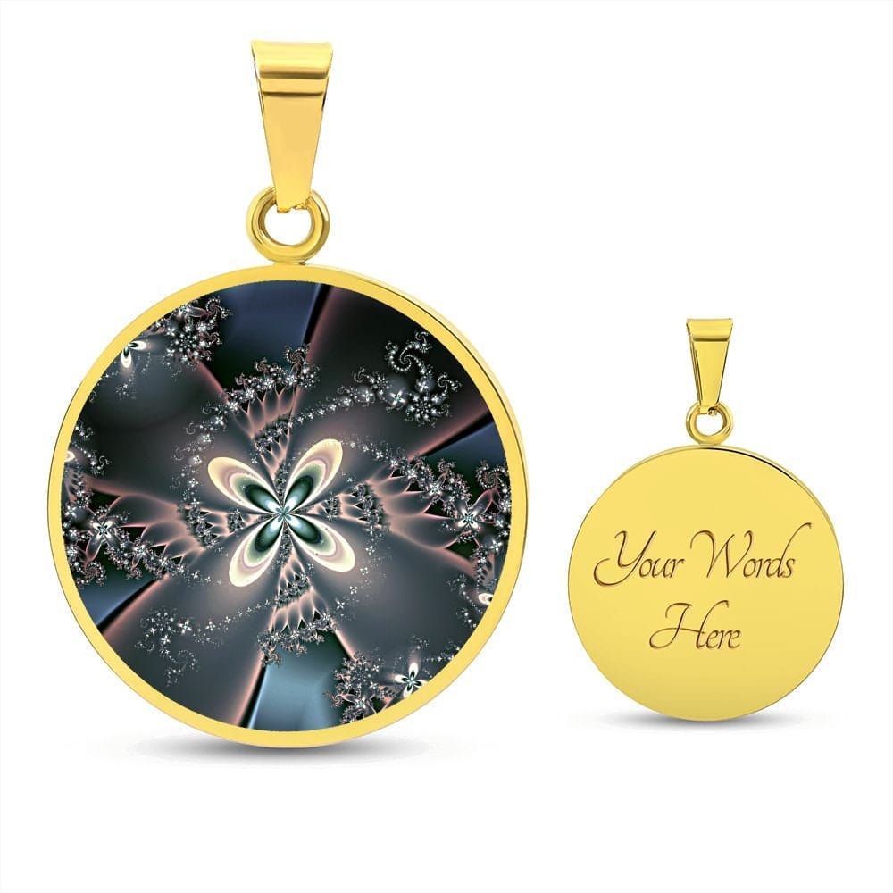 ShineOn Fulfillment Jewelry Personalized Flower Fractal Original Art, Custom Pendant with Luxury Necklace - Personalized Engraving Available, Gift Box Included