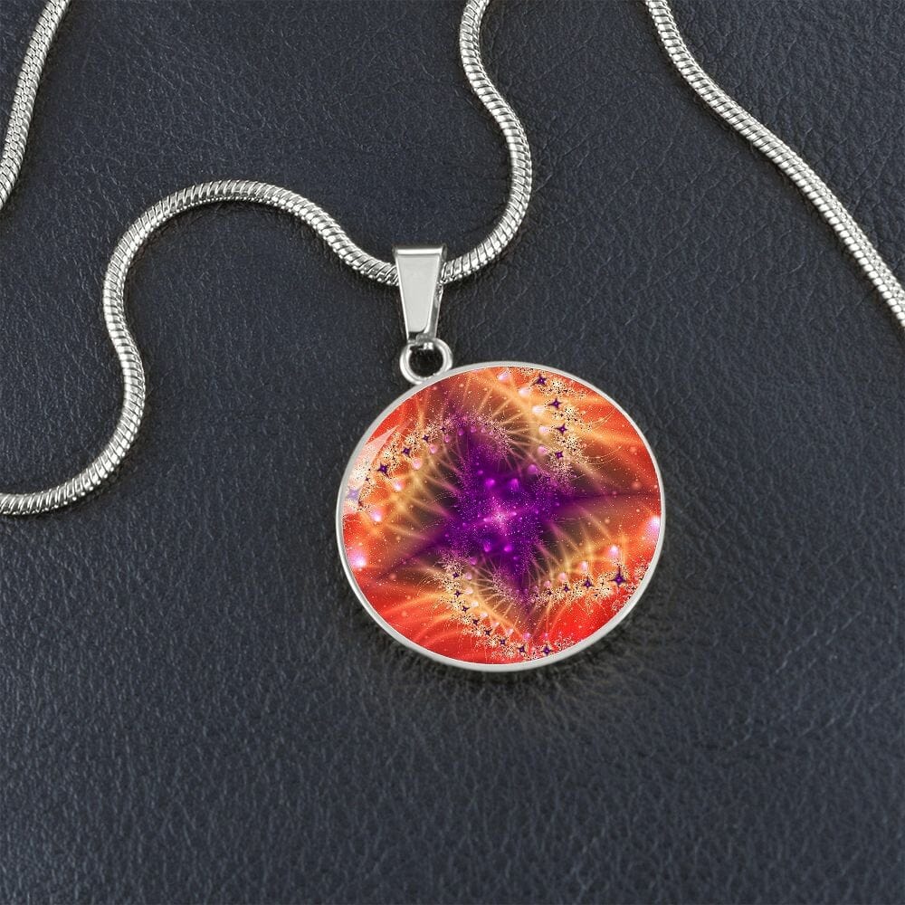 ShineOn Fulfillment Jewelry Personalized Diamond Spiral Fractal Original Art, Custom Pendant with Luxury Necklace - Personalized Engraving Available, Gift Box Included