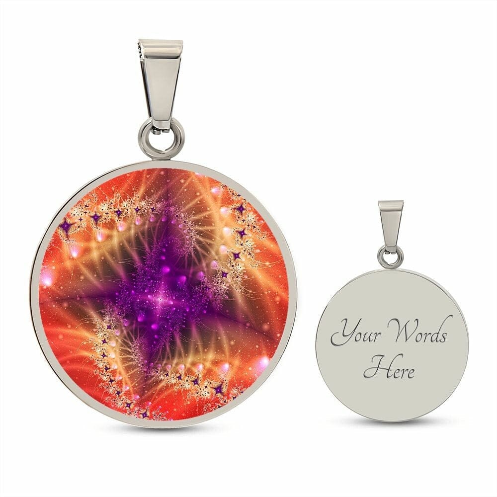ShineOn Fulfillment Jewelry Personalized Diamond Spiral Fractal Original Art, Custom Pendant with Luxury Necklace - Personalized Engraving Available, Gift Box Included
