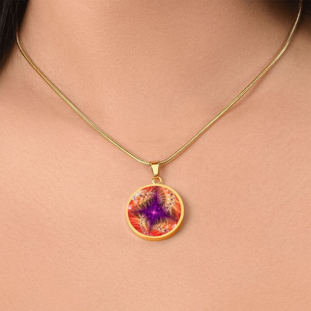 ShineOn Fulfillment Jewelry Personalized Diamond Spiral Fractal Original Art, Custom Pendant with Luxury Necklace - Personalized Engraving Available, Gift Box Included
