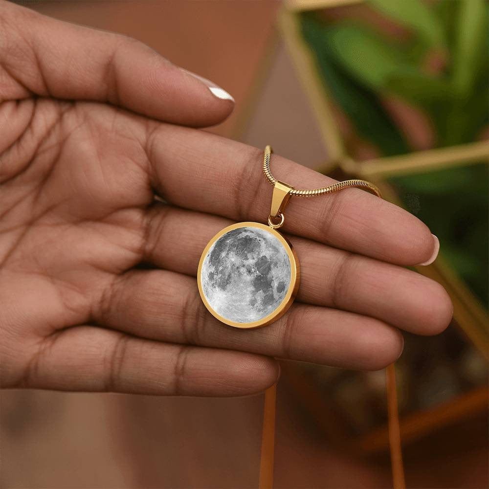 ShineOn Fulfillment Jewelry Personalized Full Moon Photo Art, Custom Pendant with Luxury Necklace - Personalized Engraving Available, Gift Box Included, Free Shipping