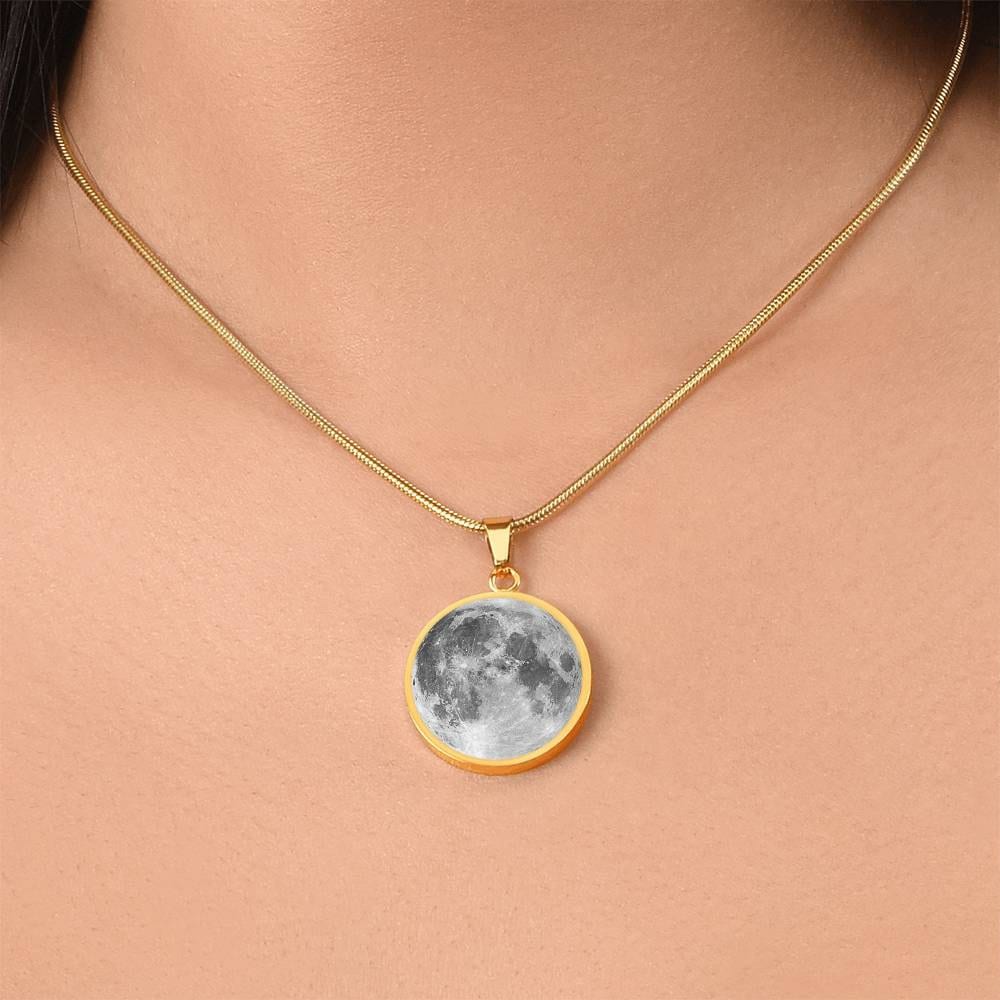 ShineOn Fulfillment Jewelry Personalized Full Moon Photo Art, Custom Pendant with Luxury Necklace - Personalized Engraving Available, Gift Box Included, Free Shipping