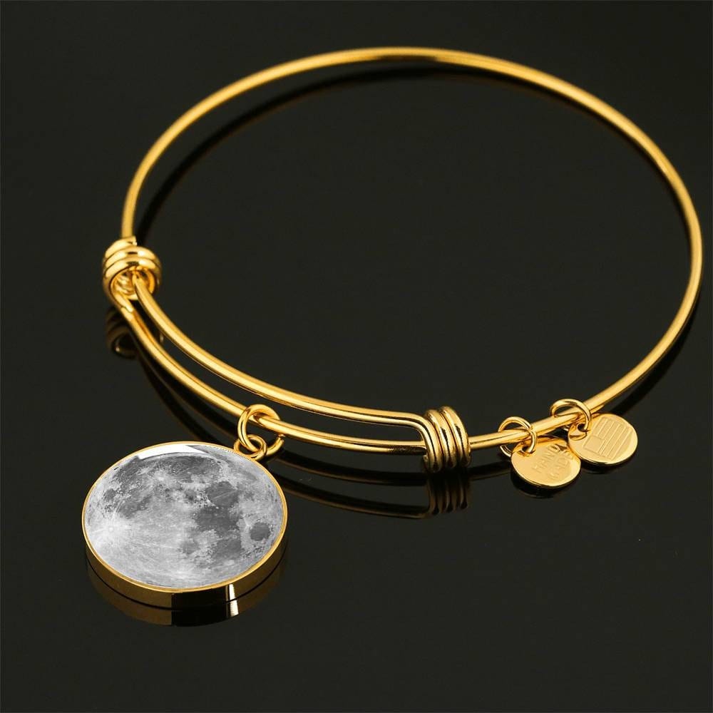 ShineOn Fulfillment Jewelry Personalized Full Moon Photo Art, Custom Pendant with Luxury Bangle - Personalized Engraving Available, Gift Box Included, Free Shipping