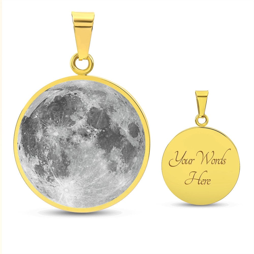 ShineOn Fulfillment Jewelry Personalized Full Moon Photo Art, Custom Pendant with Luxury Necklace - Personalized Engraving Available, Gift Box Included, Free Shipping