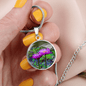 ShineOn Fulfillment Jewelry Personalized Purple Water Lily Flower, Custom Pendant with Luxury Necklace - Personalized Engraving Available, Gift Box Included