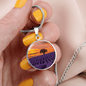 ShineOn Fulfillment Jewelry Personalized Tree in a Purple Field at Sunset, Custom Pendant with Luxury Necklace - Personalized Engraving Available, Gift Box Included