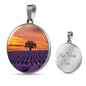 ShineOn Fulfillment Jewelry Luxury Necklace (Silver) / Yes Personalized Tree in a Purple Field at Sunset, Custom Pendant with Luxury Necklace - Personalized Engraving Available, Gift Box Included SO-6839098