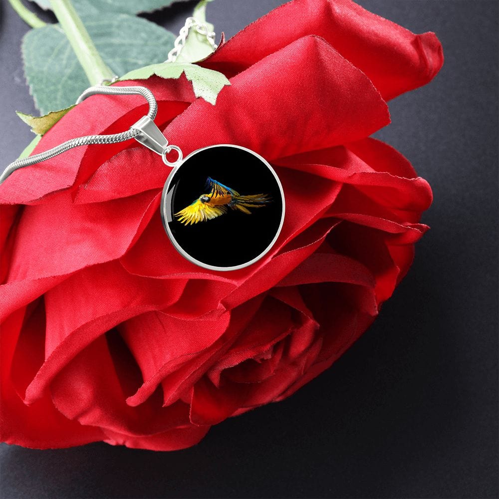 ShineOn Fulfillment Jewelry Luxury Necklace (Silver) / No Macaw Parrot in Flight Custom Pendant with Luxury Necklace - Personalized Engraving Available SO-6790015