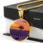 ShineOn Fulfillment Jewelry Personalized Tree in a Purple Field at Sunset, Custom Pendant with Luxury Necklace - Personalized Engraving Available, Gift Box Included