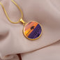 ShineOn Fulfillment Jewelry Personalized Tree in a Purple Field at Sunset, Custom Pendant with Luxury Necklace - Personalized Engraving Available, Gift Box Included