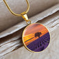 ShineOn Fulfillment Jewelry Personalized Tree in a Purple Field at Sunset, Custom Pendant with Luxury Necklace - Personalized Engraving Available, Gift Box Included
