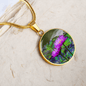 ShineOn Fulfillment Jewelry Personalized Purple Water Lily Flower, Custom Pendant with Luxury Necklace - Personalized Engraving Available, Gift Box Included