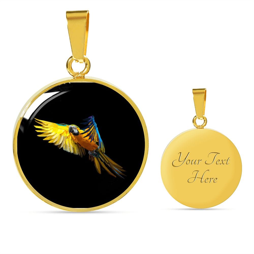 ShineOn Fulfillment Jewelry Luxury Necklace (Gold) / Yes Macaw Parrot in Flight Custom Pendant with Luxury Necklace - Personalized Engraving Available SO-6790018